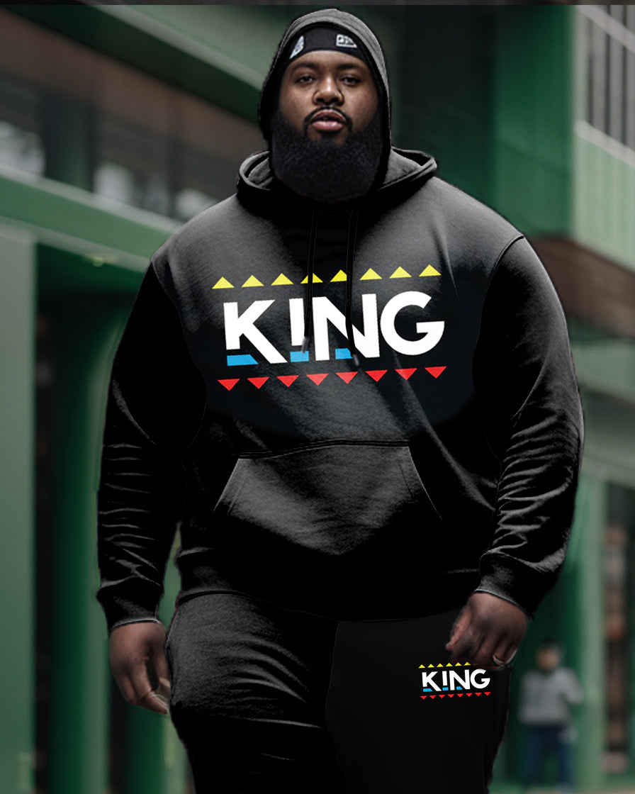 Big & Tall Geometric Graphic Hoodie Sweatpants Set for big men view 2