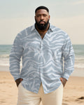 Big & Tall Blue Hawaiian Graphic Long Sleeve Shirt for big men view 1