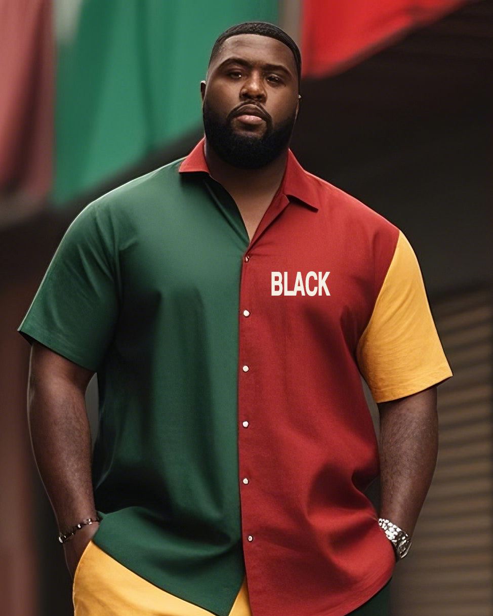 Big & Tall Graphic T-Shirt Shorts Set for big men view 2