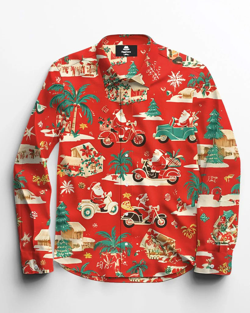 Big & Tall Hawaiian Tropical Long Sleeve Shirt for big men view 3
