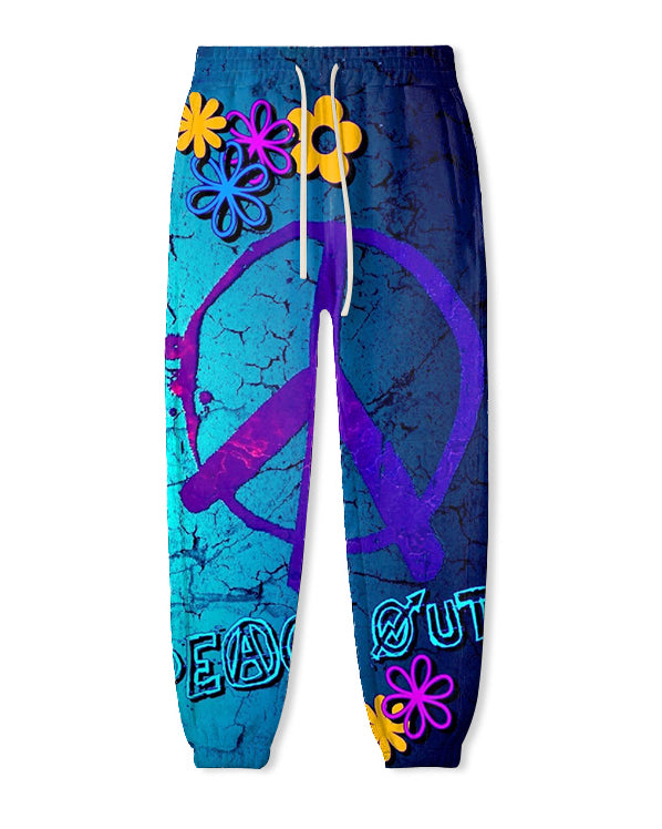 Big & Tall Blue Floral Hoodie Sweatpants Set for big men view 8