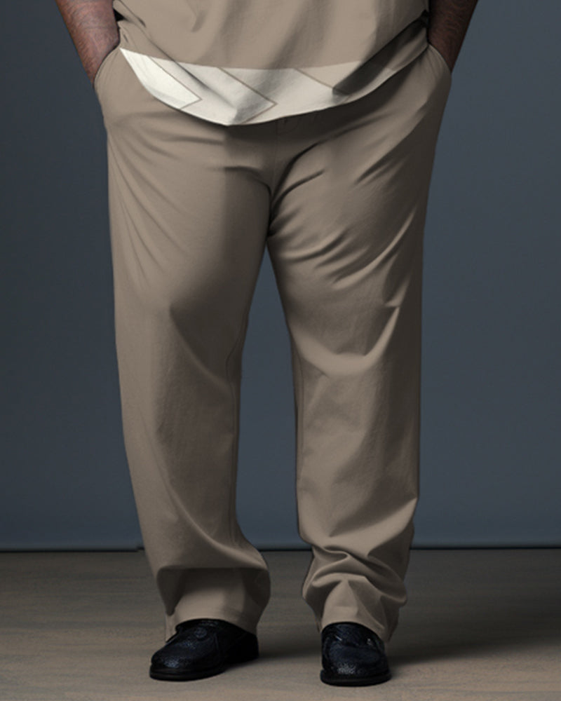 Big & Tall Geometric Graphic Polo Pants Set for big men view 3