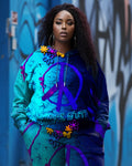 Big & Tall Blue Floral Hoodie Sweatpants Set for big men view 4
