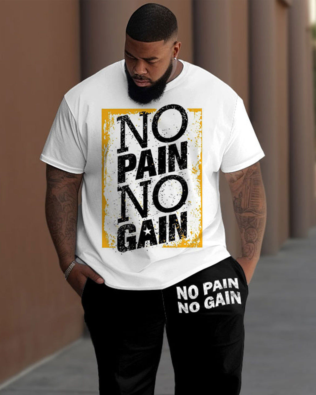 Big & Tall Graphic T-Shirt Pants Set for big men view 2