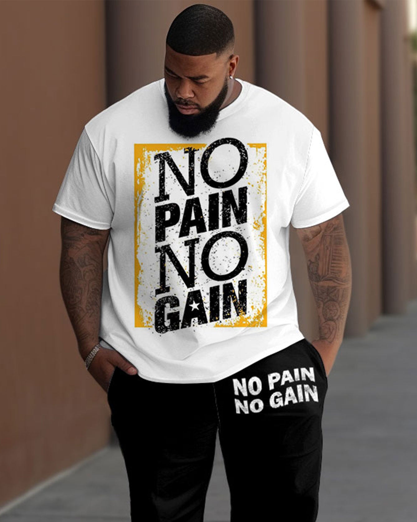 Big & Tall Graphic T-Shirt Pants Set for big men view 2