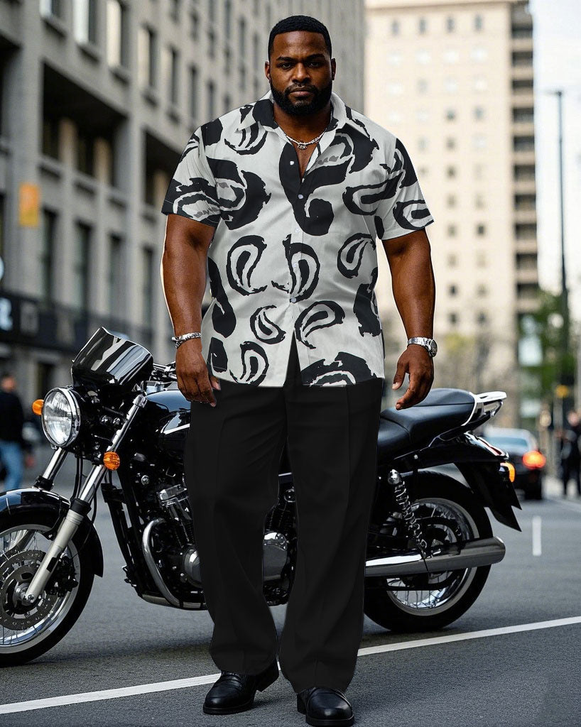 Big & Tall Geometric T-Shirt Pants Set for big men view 1