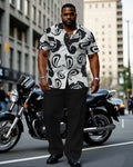 Big & Tall Geometric T-Shirt Pants Set for big men view 1