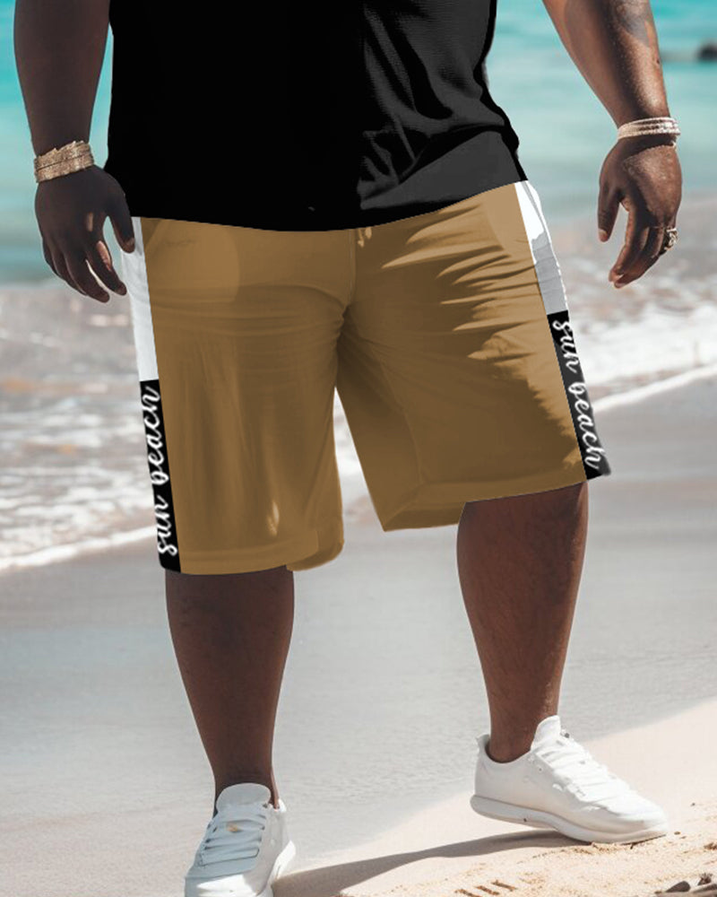 Big & Tall Graphic Patchwork Two-piece Set for big men view 3