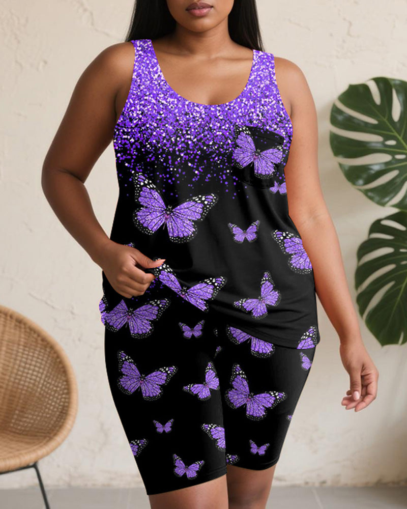 Big & Tall Purple Gradient Graphic Two-piece Set for big men view 1