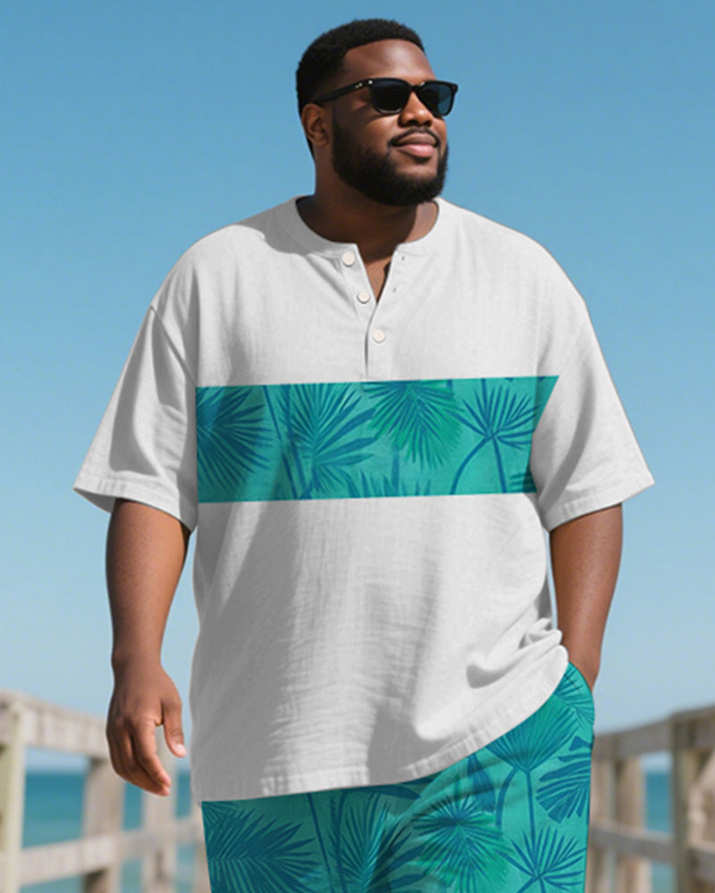 Big & Tall Hawaiian Patchwork T-Shirt Shorts Set for big men view 2
