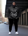 Big & Tall Black Graphic Hoodie Sweatpants Set for big men view 1