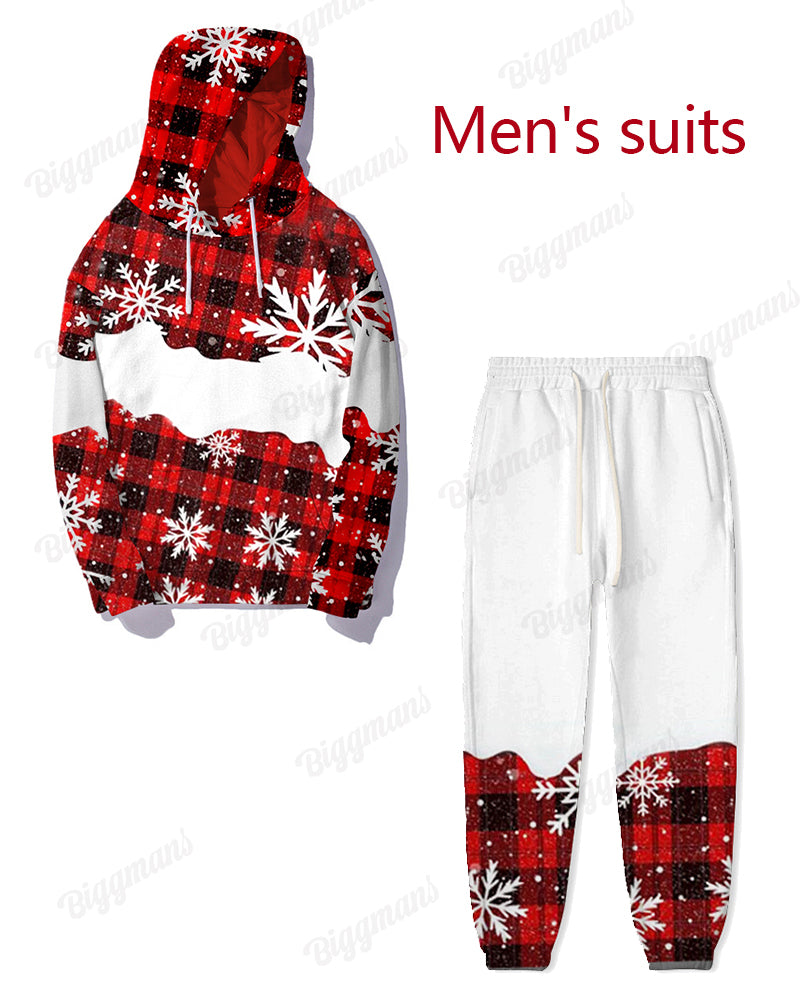 Big & Tall Plaid Hoodie Sweatpants Set for big men view 5
