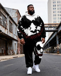 Big & Tall Black Graphic Hoodie Sweatpants Set for big men view 1