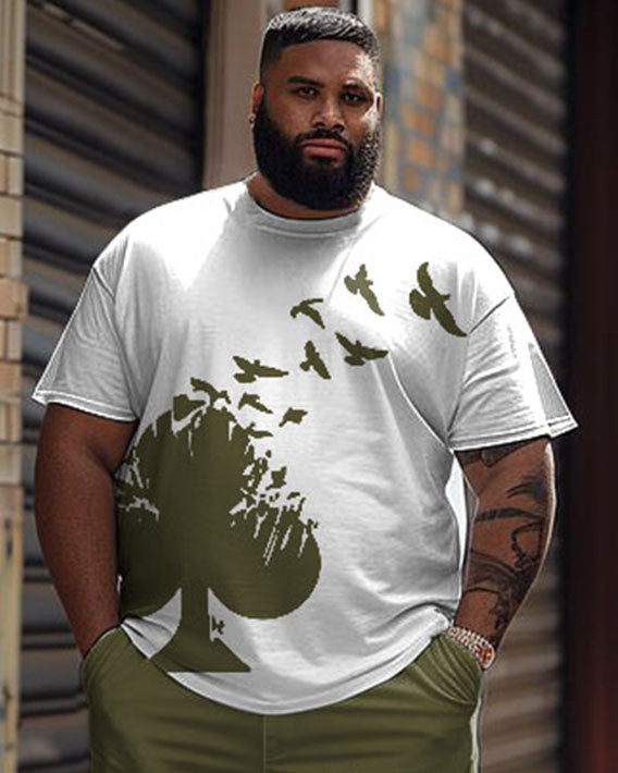 Big & Tall Graphic Streetwear T-Shirt Shorts Set for big men view 2