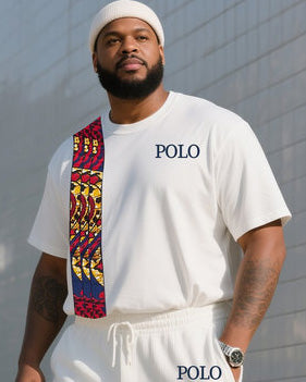 Big & Tall Striped Graphic Two-piece Set for big men view 2