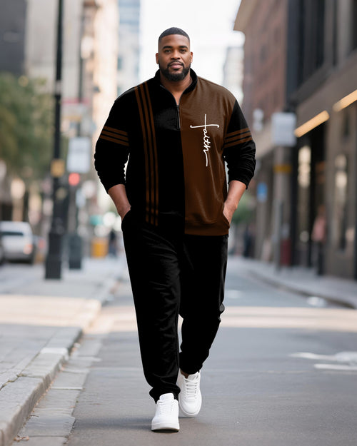 Big & Tall Colorblock Striped Two-piece Set for big men view 2