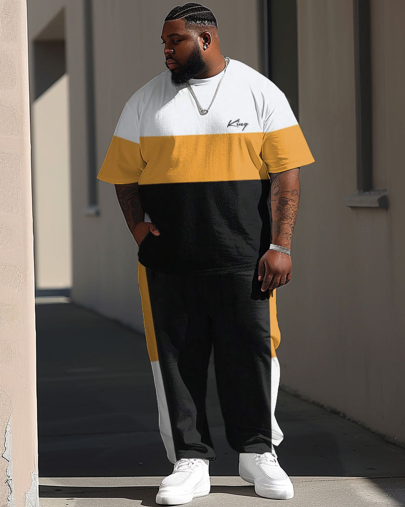 Big & Tall Colorblock Graphic T-Shirt Pants Set for big men view 1