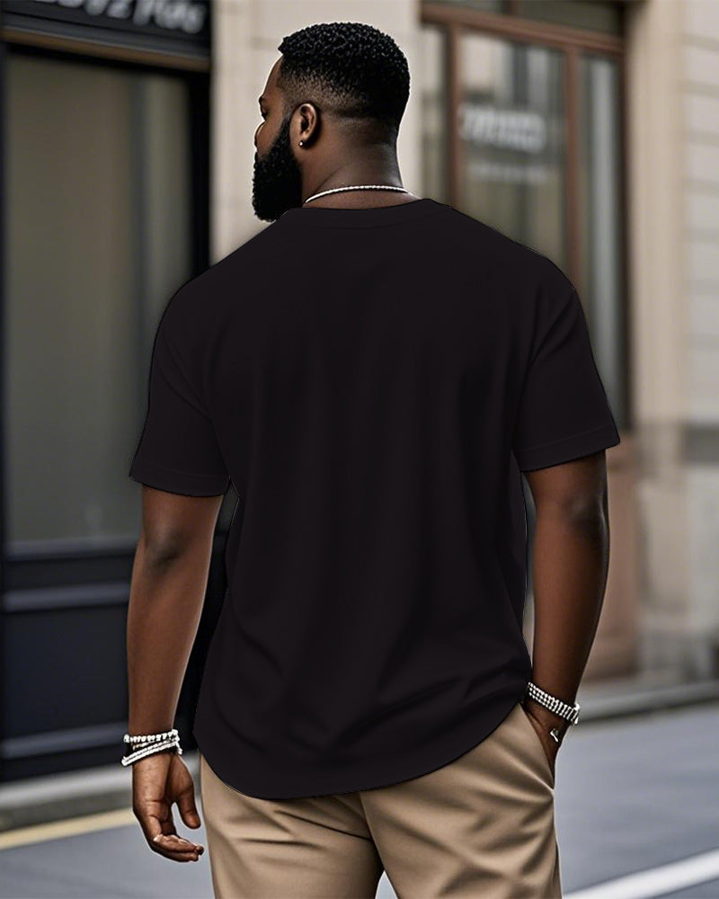 Big & Tall Black Geometric Graphic T-Shirt for big men view 2