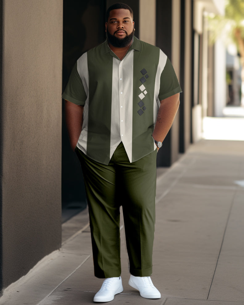 Big & Tall Graphic Business Casual T-Shirt Pants Set for big men view 1