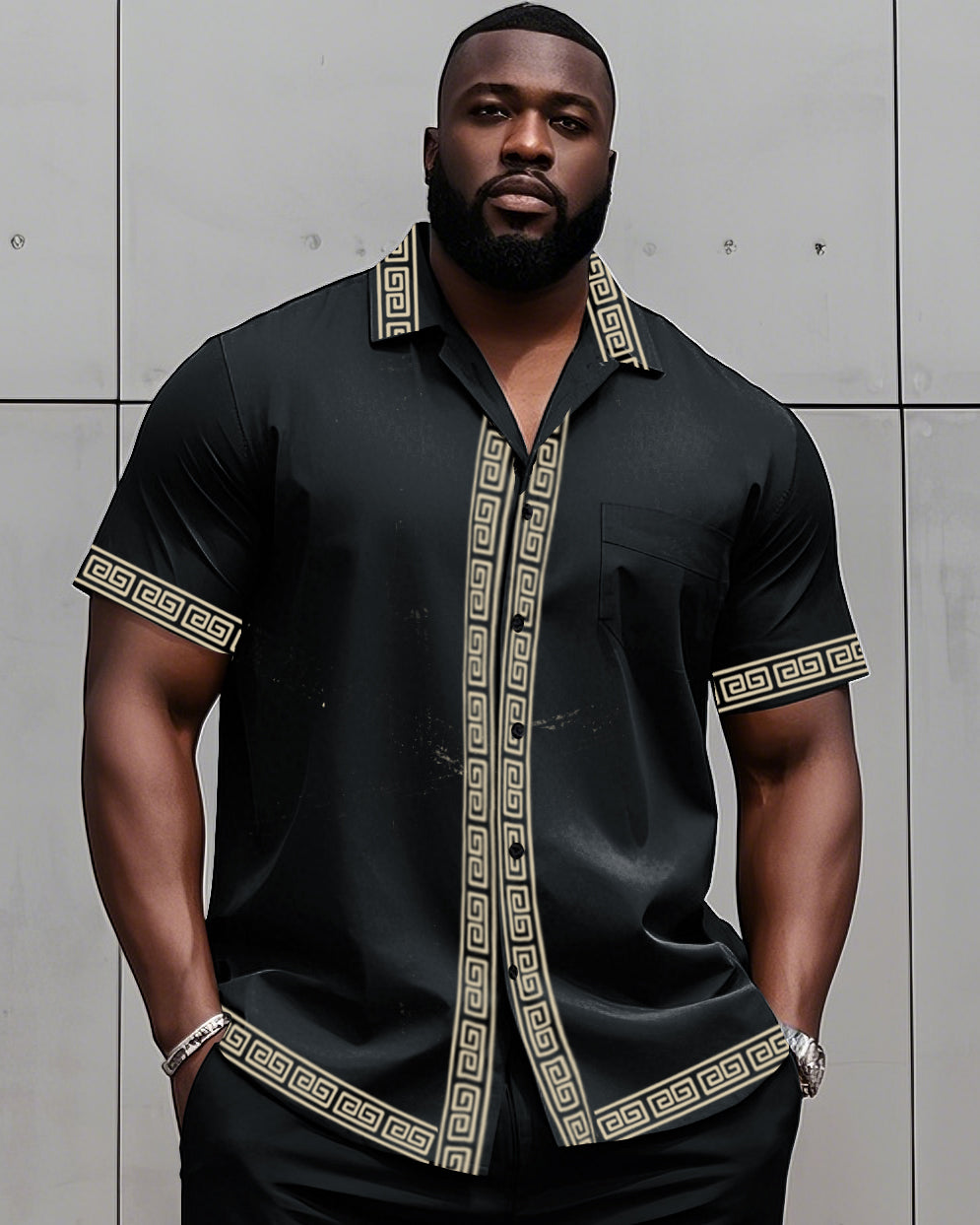 Big & Tall Colorblock T-Shirt Shorts Set for big men view 16