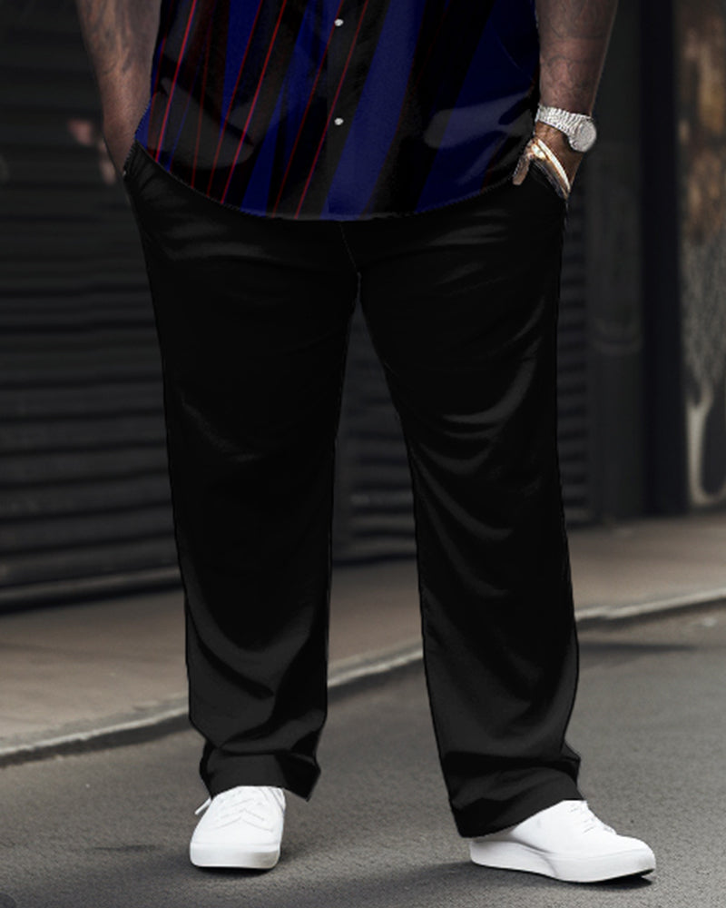 Big & Tall Gradient Striped Shirt Pants Set for big men view 3