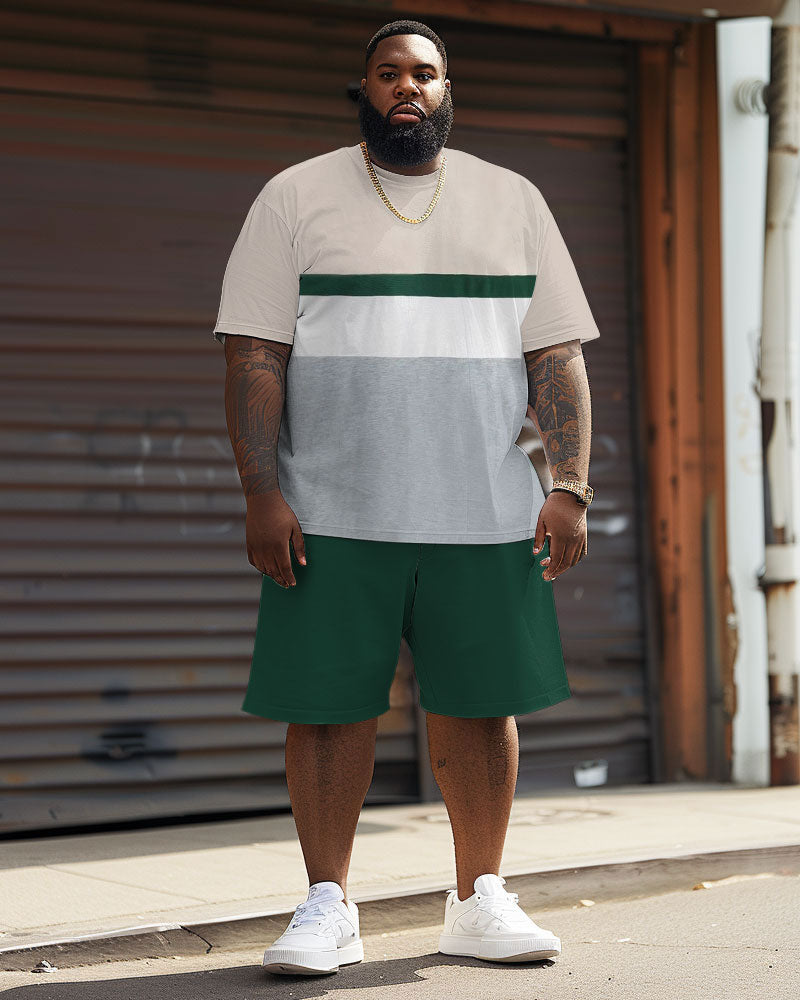 Big & Tall Colorblock Streetwear T-Shirt Shorts Set for big men view 2