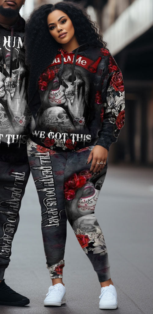 Big & Tall Skull Hoodie Sweatpants Set for big men view 6