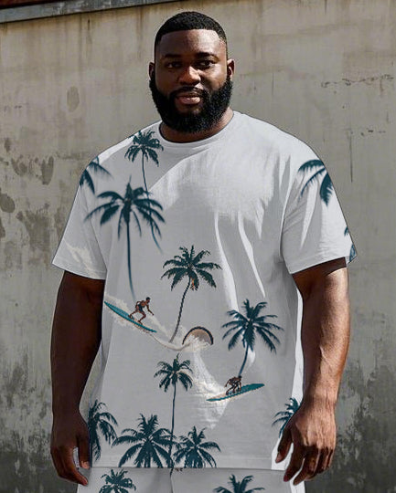 Big & Tall Hawaiian T-Shirt Shorts Set for big men view 2