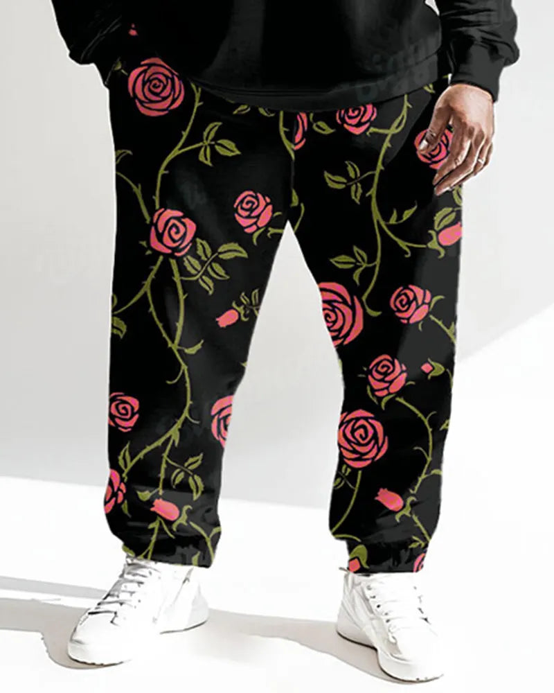 Big & Tall Black Graphic Two-piece Set for big men view 3