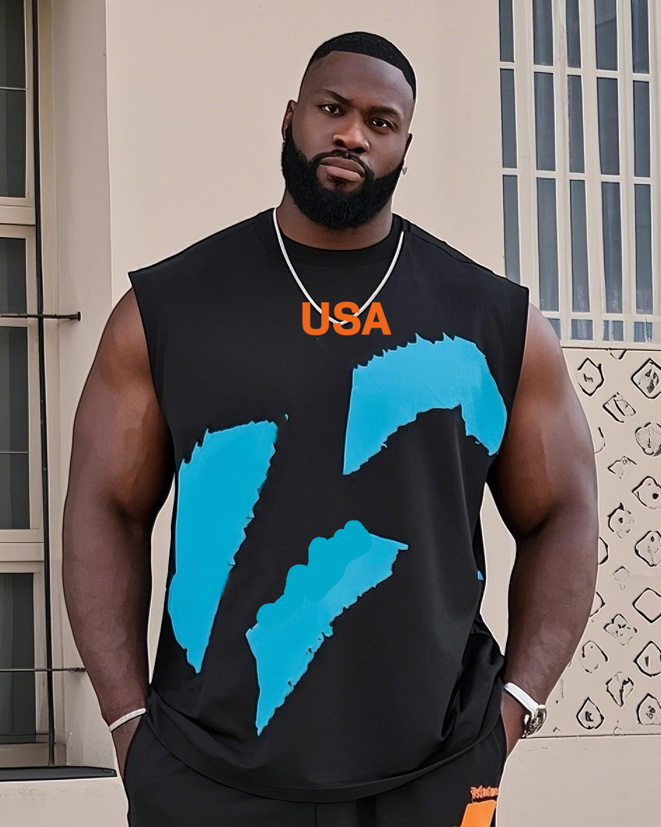 Big & Tall Colorblock Vest Pants Set for big men view 2