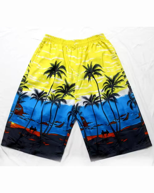 Big & Tall Hawaiian Colorblock Shorts for big men