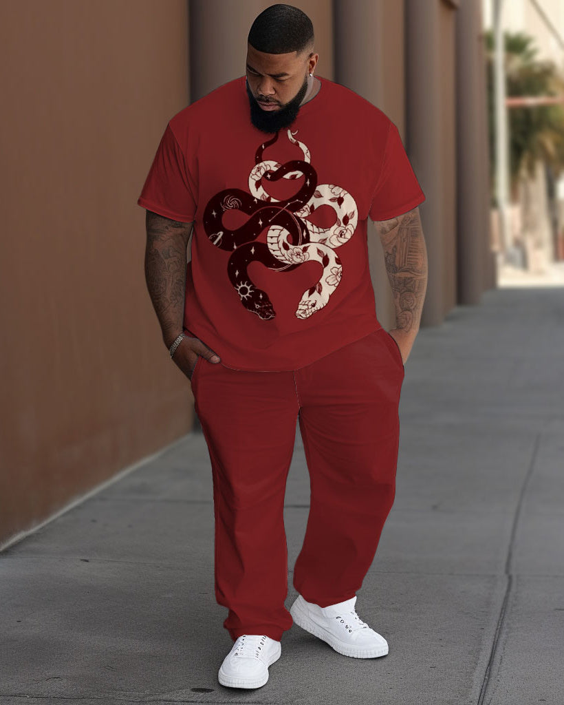 Big & Tall Graphic Streetwear T-Shirt Pants Set for big men view 1