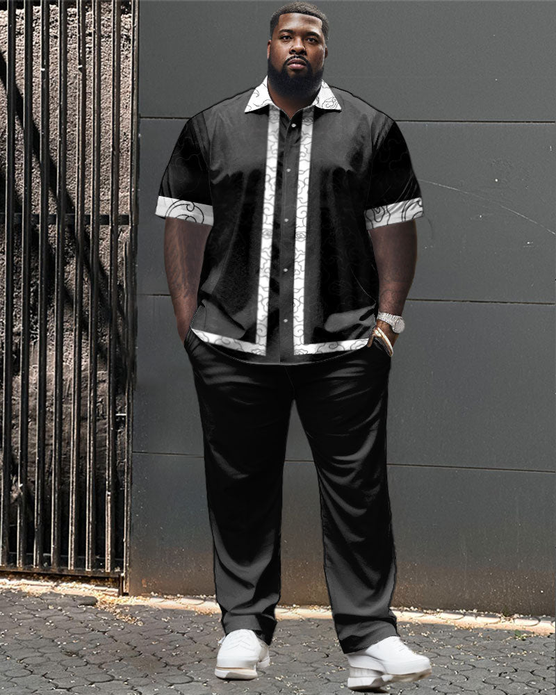 Big & Tall Geometric Shirt Pants Set for big men view 1