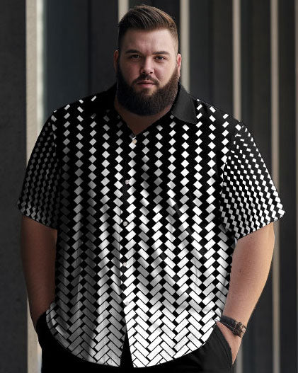 Big & Tall Black Gradient Shirt Pants Set for big men view 2