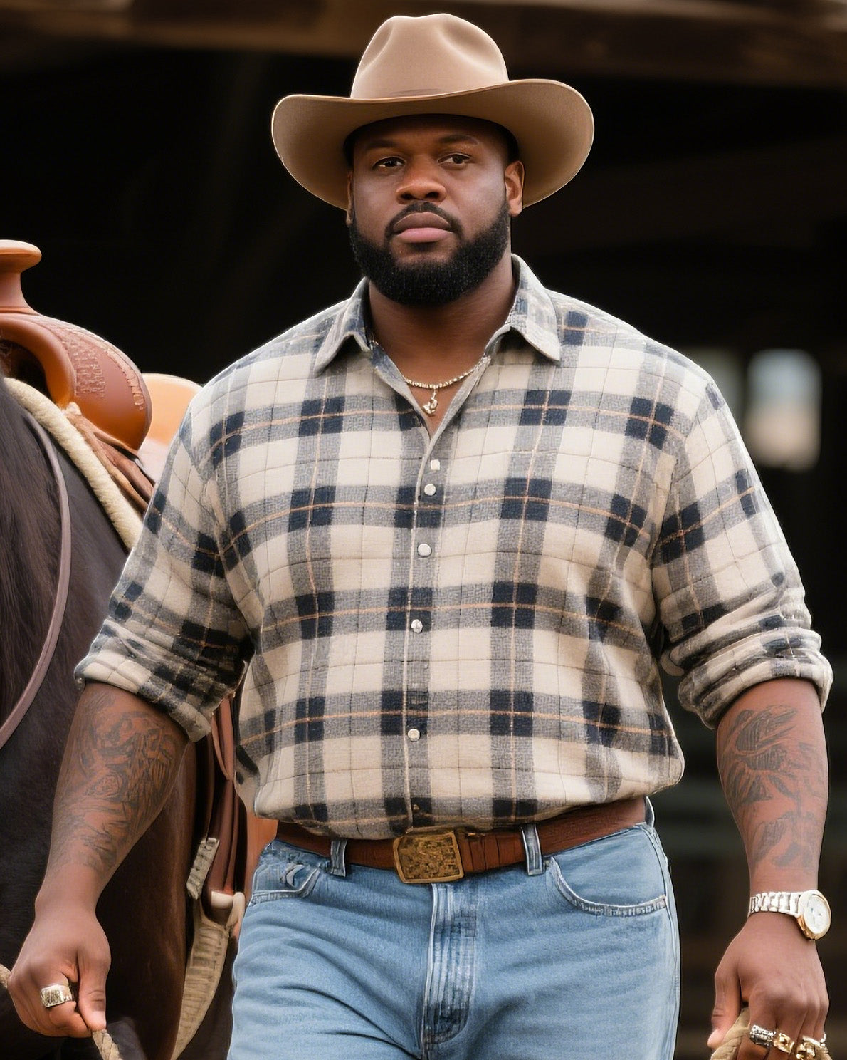 Big & Tall Black Western Denim Jeans for big men view 2