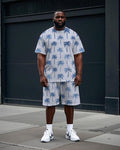 Big & Tall Hawaiian T-Shirt Shorts Set for big men view 1