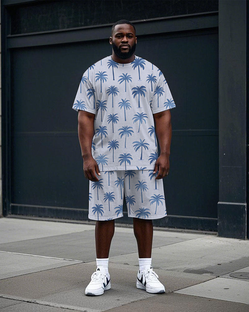 Big & Tall Hawaiian T-Shirt Shorts Set for big men view 1