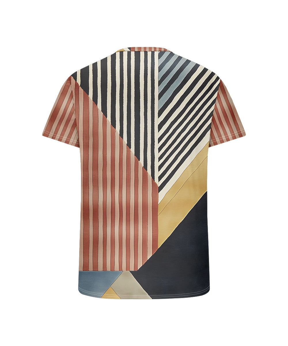 Big & Tall Red Geometric Striped T-Shirt for big men view 5