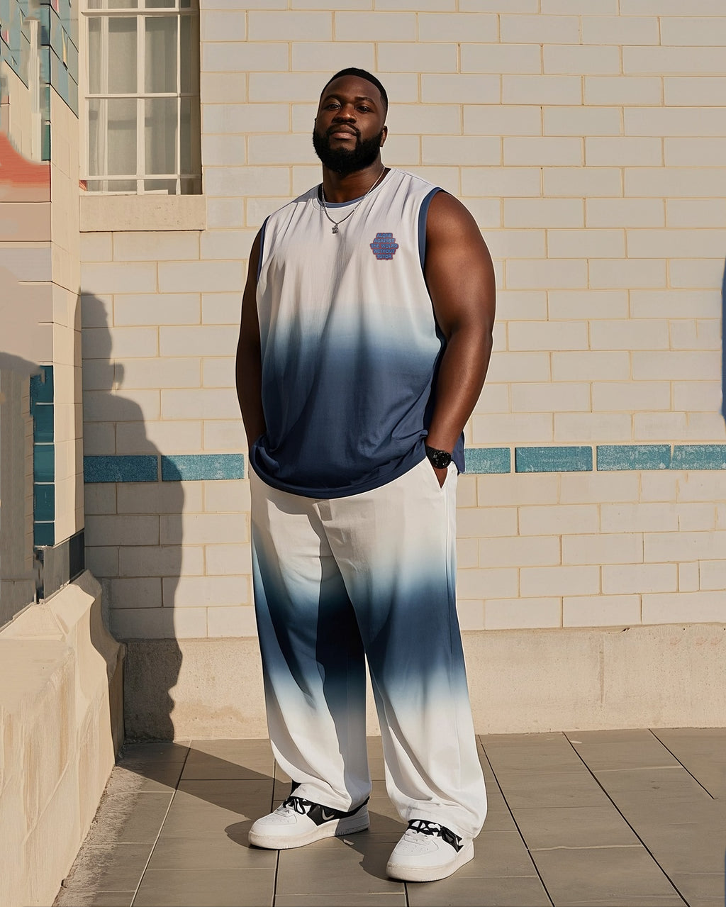 Big & Tall Gradient Vest Pants Set for big men view 2