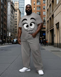 Big & Tall Smiley Streetwear T-Shirt Pants Set for big men view 1