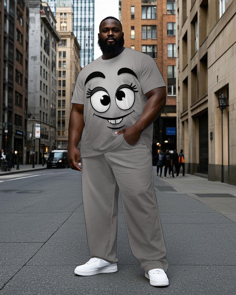 Big & Tall Smiley Streetwear T-Shirt Pants Set for big men view 1