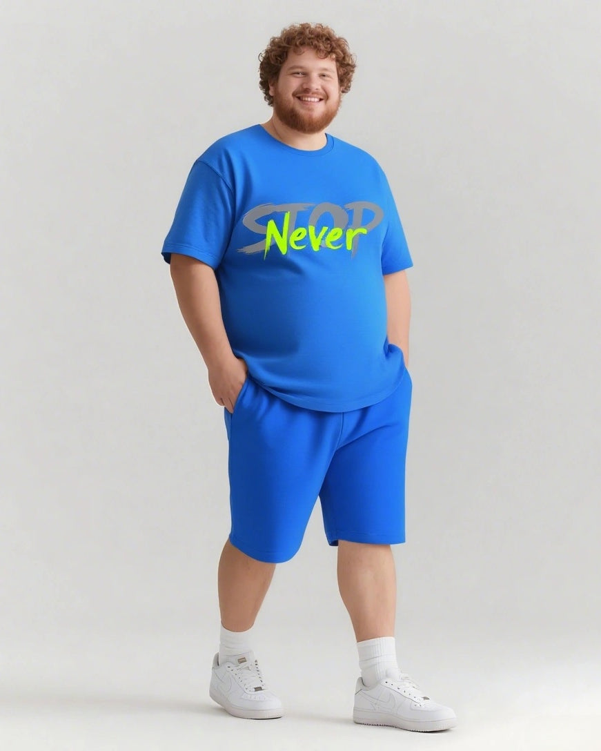 Big & Tall Graphic Streetwear T-Shirt Shorts Set for big men view 8