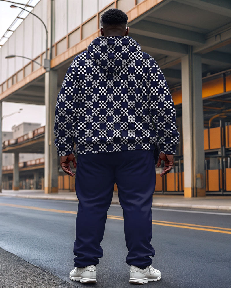 Big & Tall Blue Graphic Hoodie Sweatpants Set for big men view 2