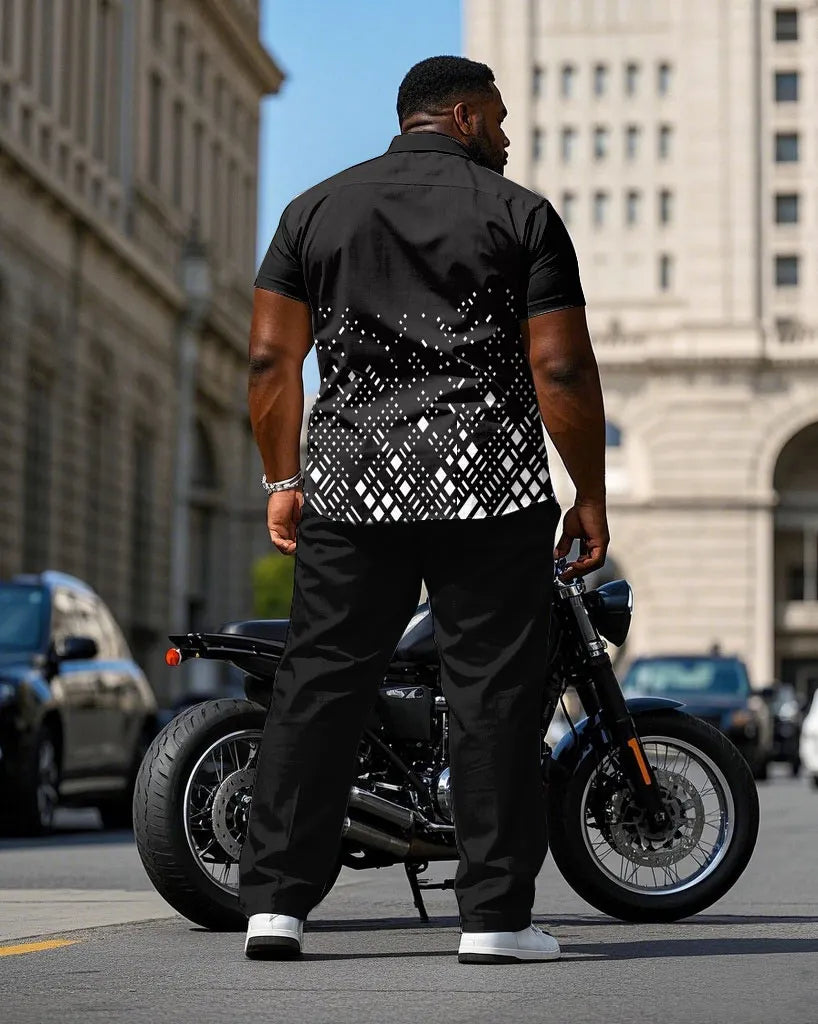 Big & Tall Gradient Geometric T-Shirt Pants Set for big men view 4