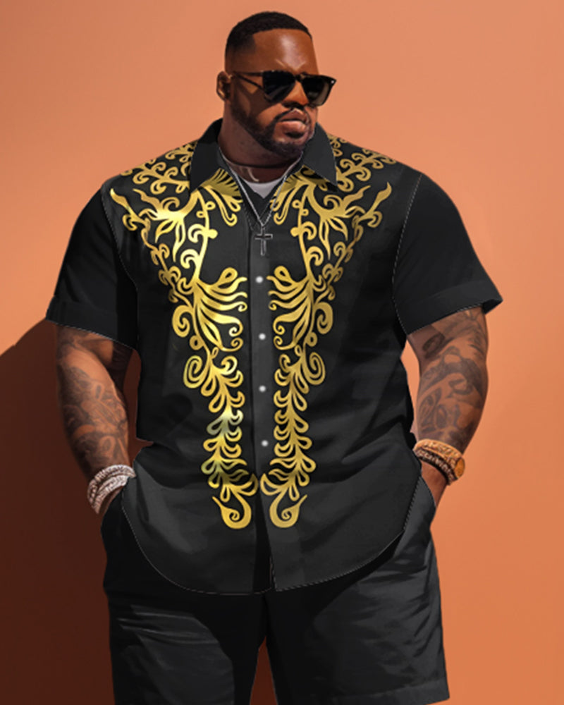 Big & Tall Vintage T-Shirt Shorts Set for big men view 2