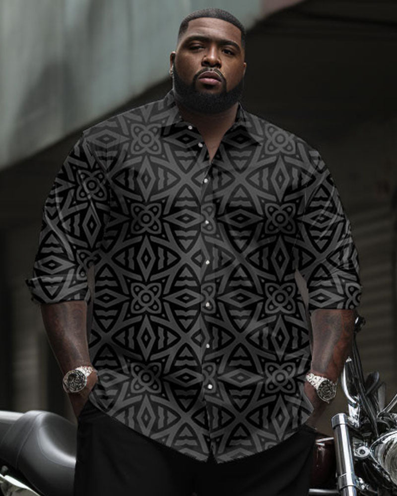 Big & Tall Geometric T-Shirt Pants Set for big men view 2