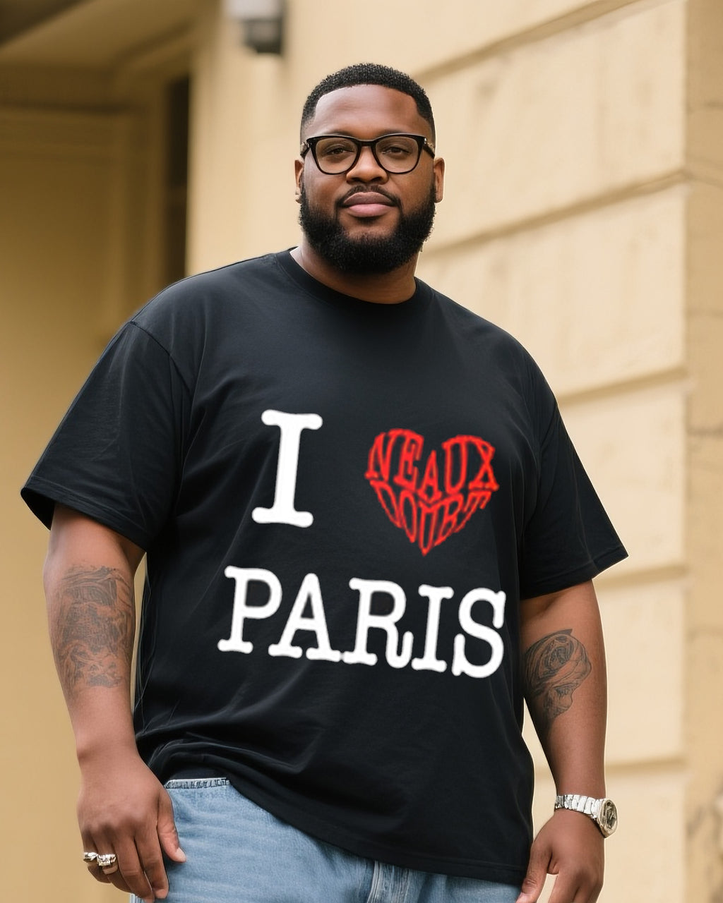Big & Tall Denim T-Shirt Pants Set for big men view 2