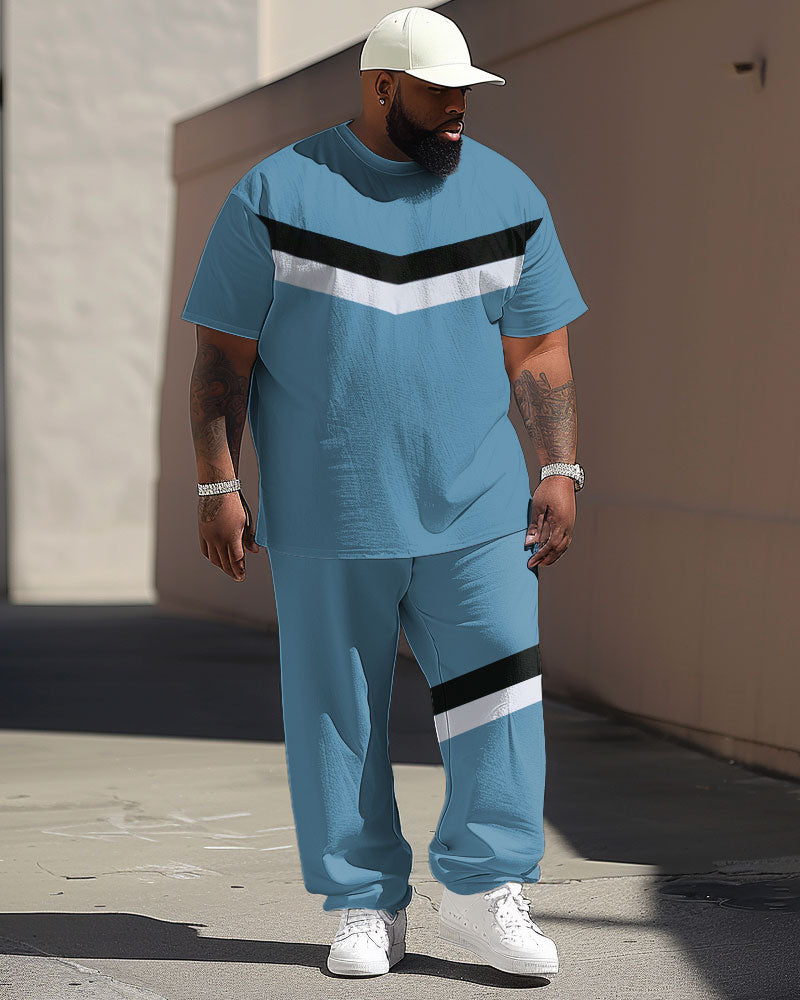 Big & Tall Colorblock T-Shirt Pants Set for big men view 1