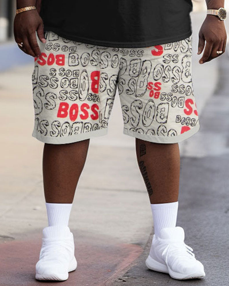 Big & Tall Graffiti Streetwear Two-piece Set for big men view 3