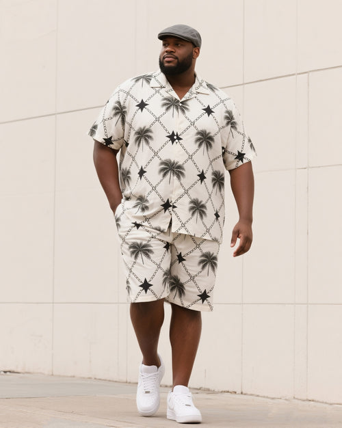 Big & Tall Tropical T-Shirt Shorts Set for big men view 1